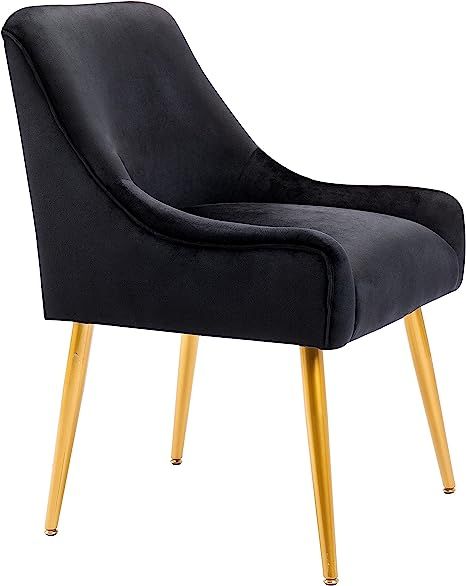 Modern Leather Wide Accent Chair Side Chair with Swoop Arm Metal Legs for Club Bedroom Living Roo... | Amazon (US)