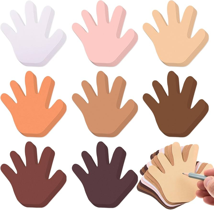 MixTeach 200 Pcs Hand Cutouts Assorted Color Paper Hand Shape Cut-Outs Blank Handprint Creative P... | Amazon (US)