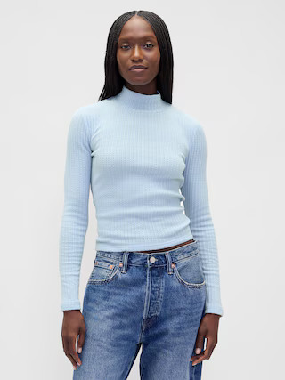 Pointelle Rib Crop Turtleneck | Gap (US)