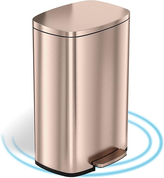 iTouchless SoftStep 13.2 Gallon Kitchen Step Trash Can with Odor Filter, 50 Liter Rose Gold Stain... | Amazon (US)