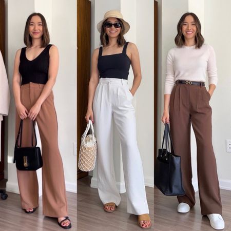 Abercrombie pants styled 3 ways 

• these pants are available in multiple colors & inseams 
• middle pant is the Sloane Crepe pants 

Workwear / vacation / comfy outfit / dressy 

#LTKSeasonal #LTKtravel #LTKworkwear