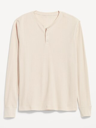 Waffle-Knit Built-In Flex Henley T-Shirt for Men | Old Navy (US)