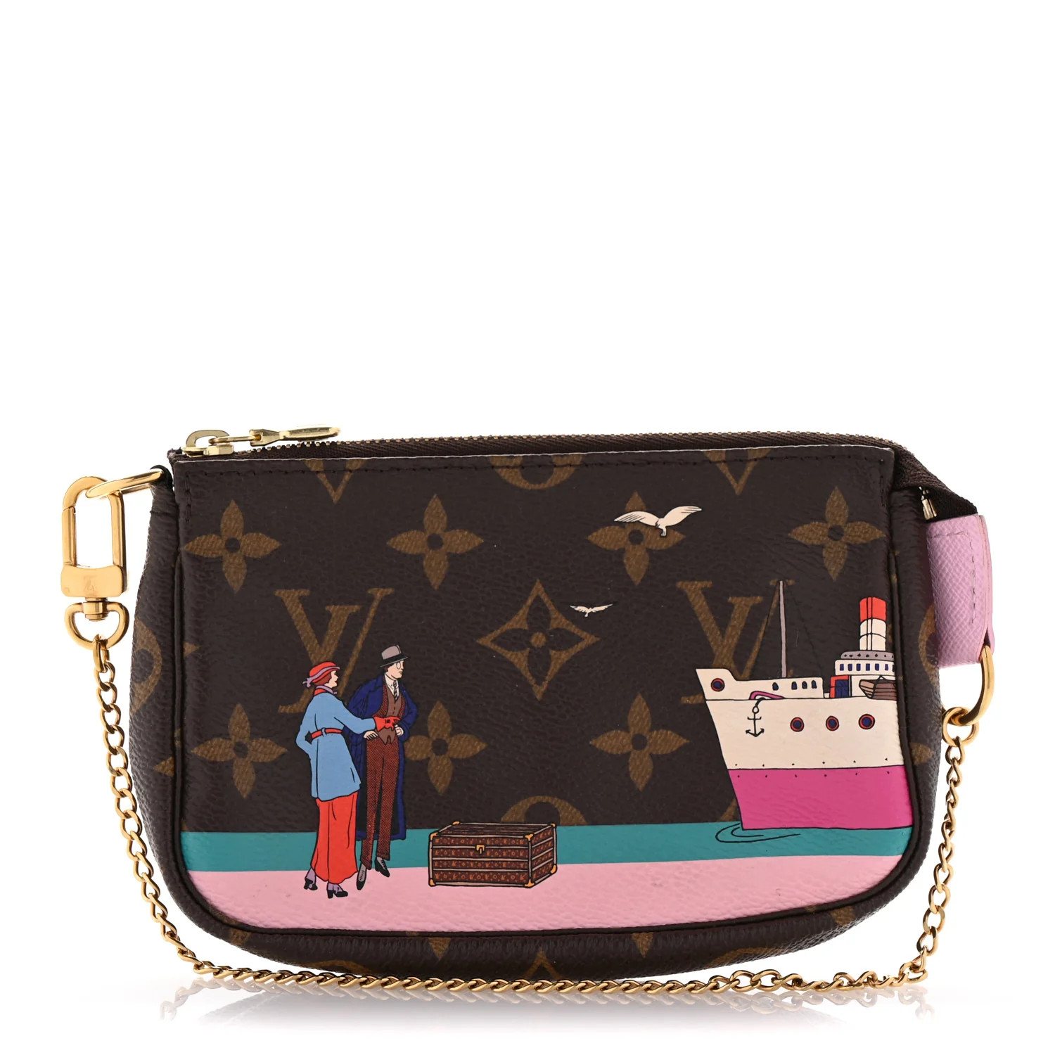 Monogram 2016 Christmas Animation Mini Pochette Accessories Rose Ballerine | FASHIONPHILE (US)