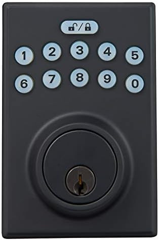 Amazon Basics Contemporary Electronic Keypad Deadbolt Door Lock, Keyed Entry, Matte Black | Amazon (US)