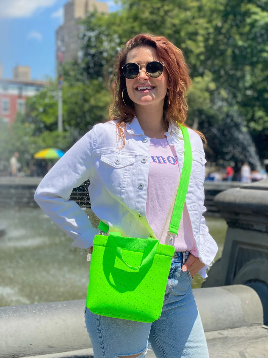 NEW!!! Koala Go! Midi Town Crossbody Bag: HIGHLIGHTER Green Neoprene | Quilted Koala