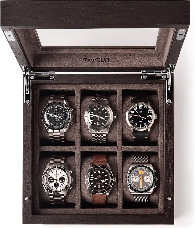 TAWBURY Wooden Watch Box Organizer for Men – 6 Slot Watch Box for Men | Luxury Watch Case for M... | Amazon (US)