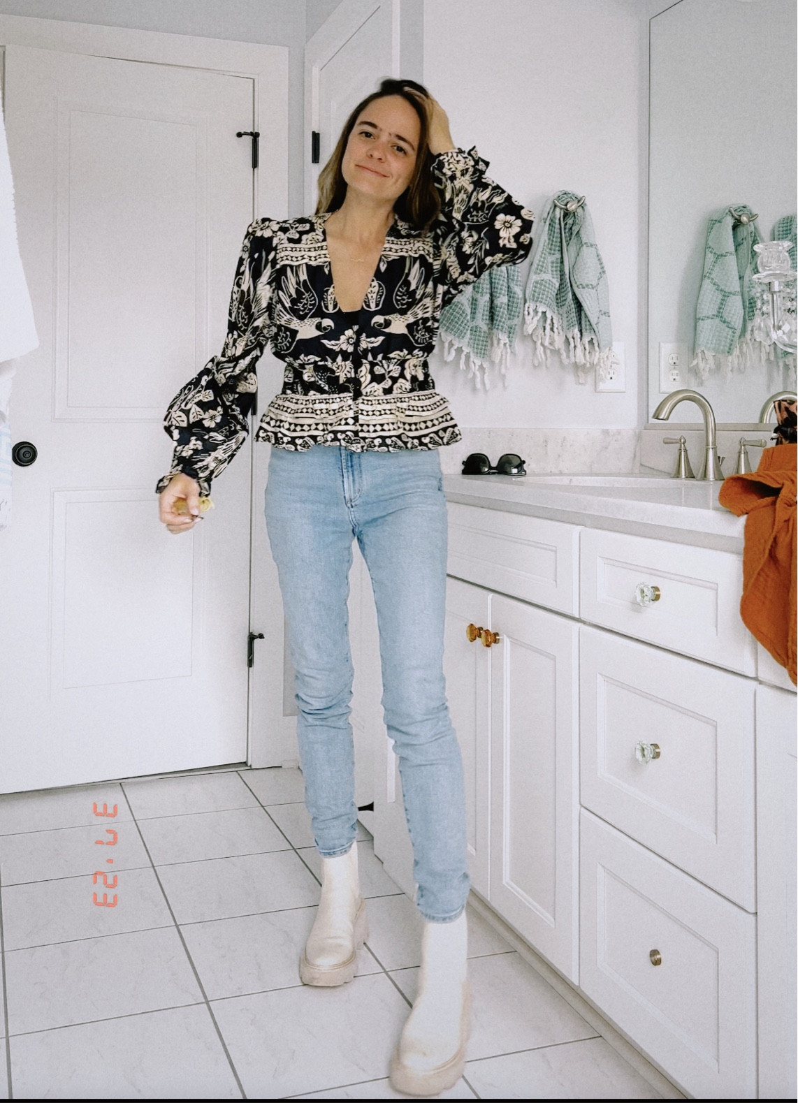 Farm Rio top with skinny jeans and dolce vita booties. Rebecca Piersol style. Getting dressed should be fun - and it is with Farm Rio! 

#LTKunder100 #LTKFind #LTKstyletip