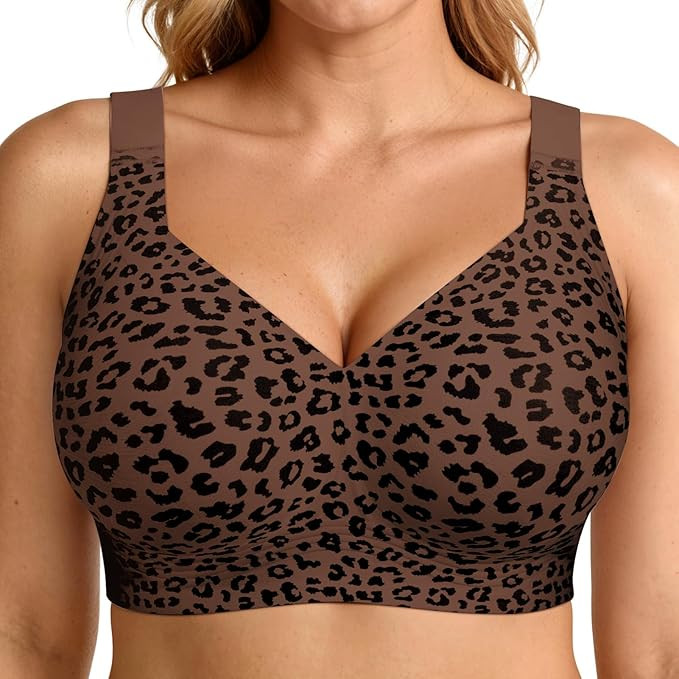 Bras for Women Supportive Wireless Push Up Bra Full Coverage No Underwire Seamless Plus Size for ... | Amazon (US)