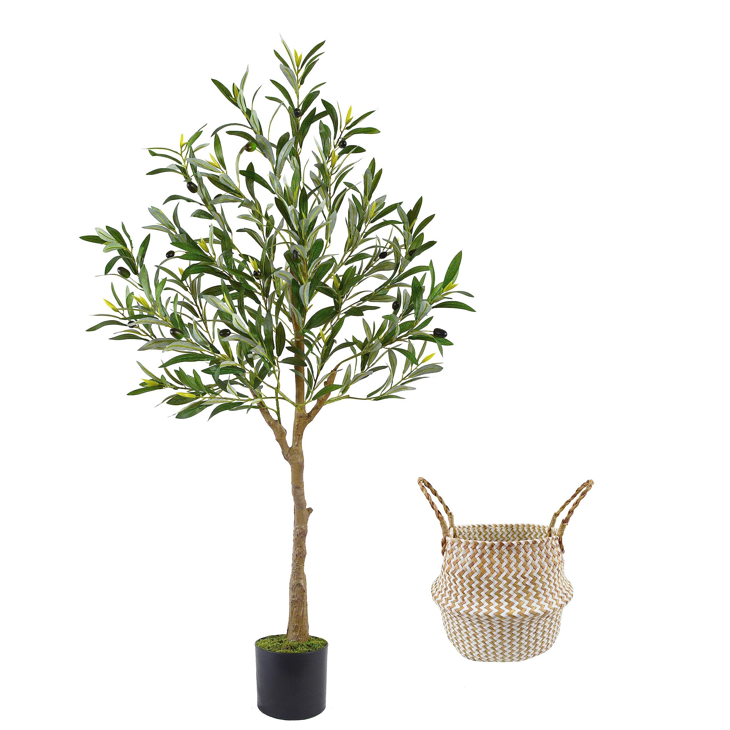 Artificial Olive Tree, 4ft Tall Fake Olive Leaves Plant with Basket, Indoor Outdoor Faux Olive To... | Amazon (US)