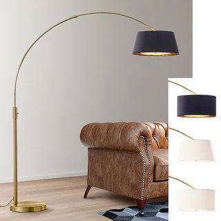 Orbita 81"H LED Dimmable Retractable Arch Floor Lamp, Bulb included, Antique Brass Finish - Overs... | Bed Bath & Beyond