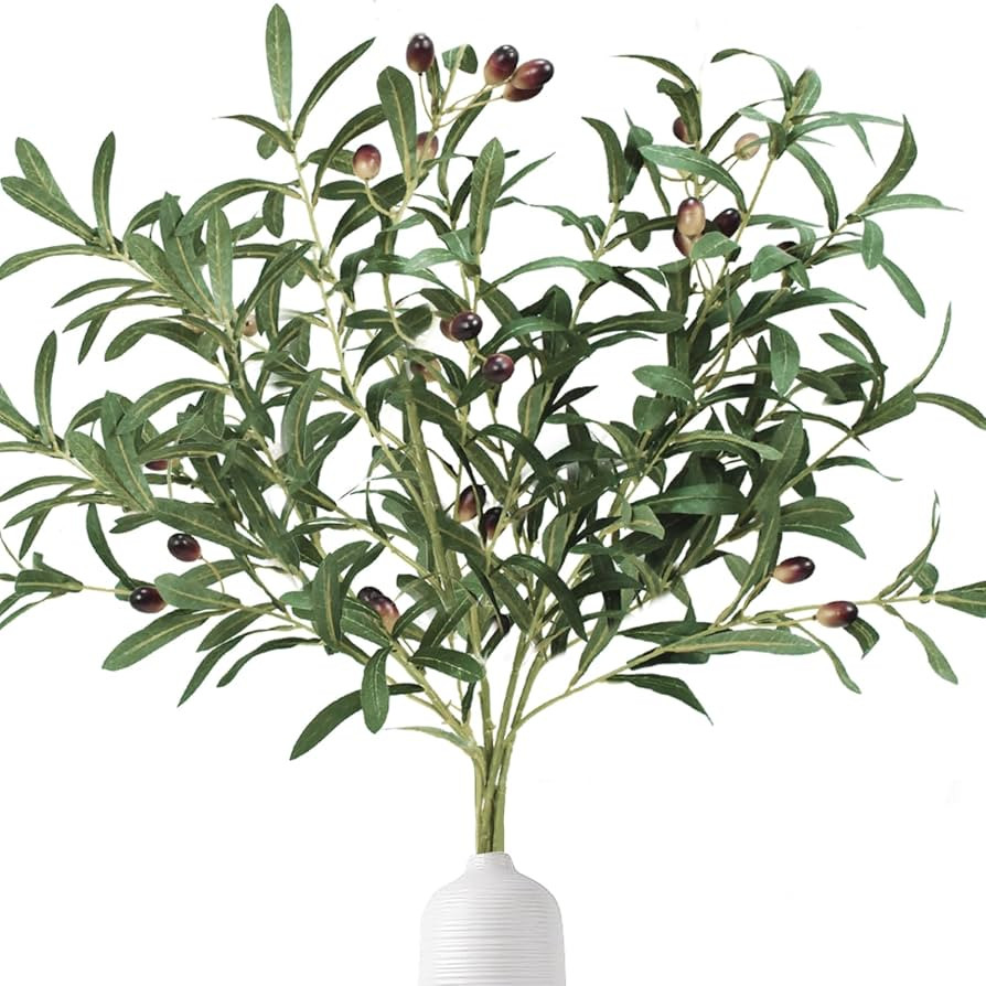 JOPY Artificial Olive Branches 38" Faux Olive Branches for Vase Faux Olive Leaf Stems Fake Olive ... | Amazon (US)
