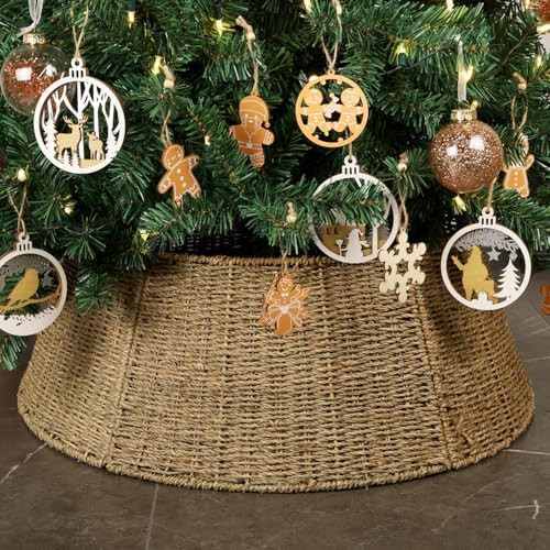 Blissun Christmas Tree Collar, 26.8" Rattan Farmhouse Christmas Tree Ring, Natural Woven Rustic C... | Amazon (US)