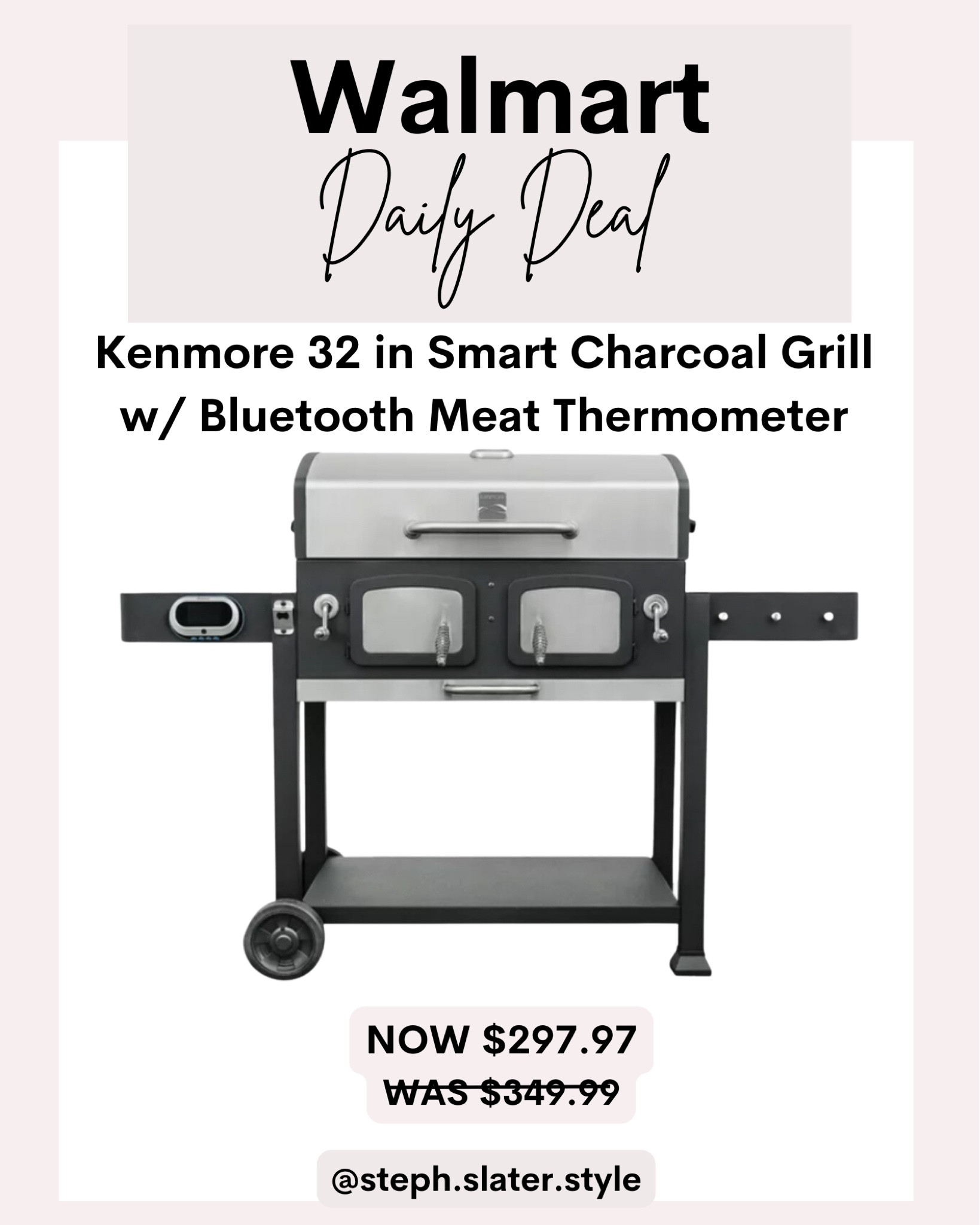 Kenmore 32-inch Smart Charcoal Grill with Bluetooth Meat