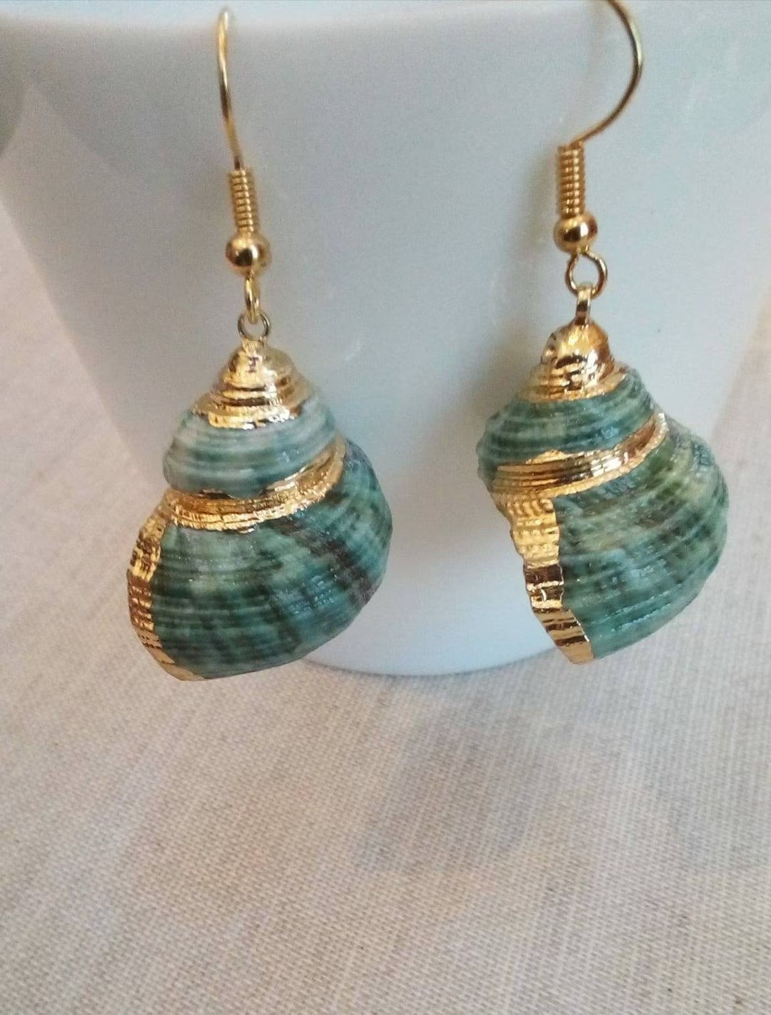 Real shell earrings gold shell earrings gold plated shell  earrings golden shell earrings shell b... | Etsy (US)