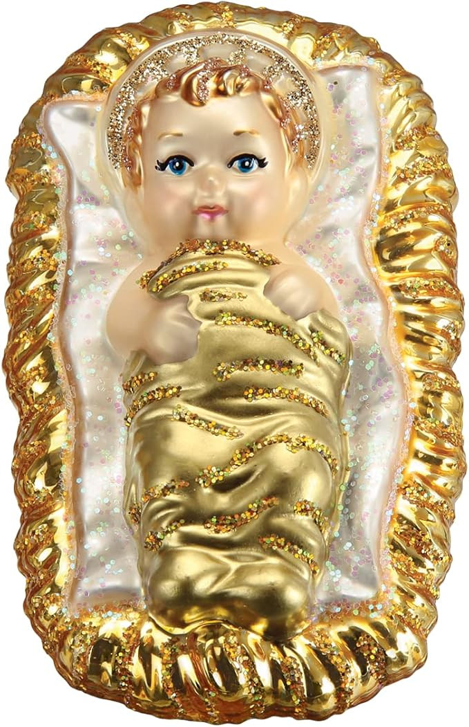 Old World Christmas Baby Jesus in Manger Glass Blown Ornament for Christmas Tree, Handcrafted Hol... | Amazon (US)