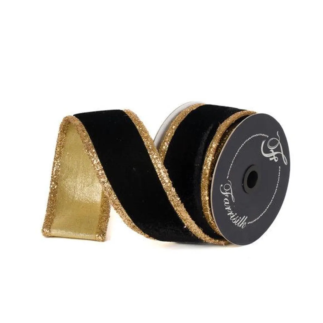 Gold Dust Borders in Black and Gold by Farrisilk Designer Wired Ribbon - 2.5 Inches by 5 Yards - ... | Etsy (US)