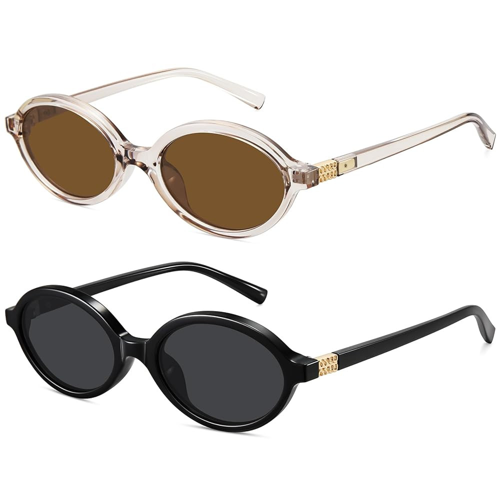 WOWSUN Retro Oval Sunglasses Womens Trendy Sun Glasses Sunnies UV400 Protection | Amazon (US)