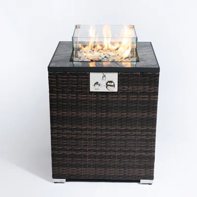 28inch Fireplace Table - Pe , Heat Output 40000btu, Dark Brown Outdoor Gas Fire Pit Steel Frame, Body | Wayfair North America