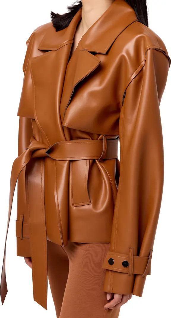 Faux Leather Crop Trench Coat | Nordstrom