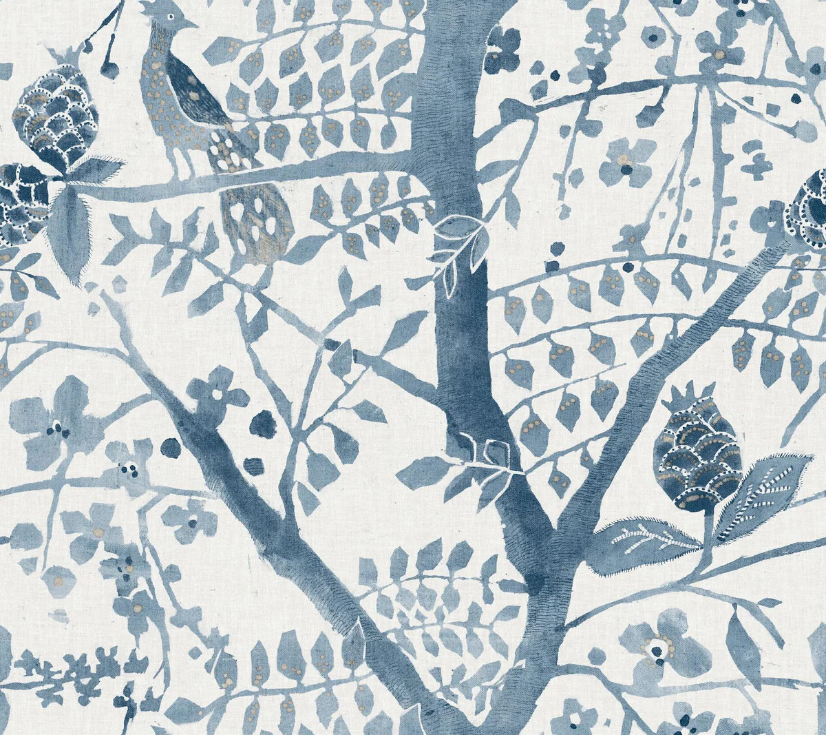 York Designer Series Peacock Block Print Blue Wallpaper | DecoratorsBest