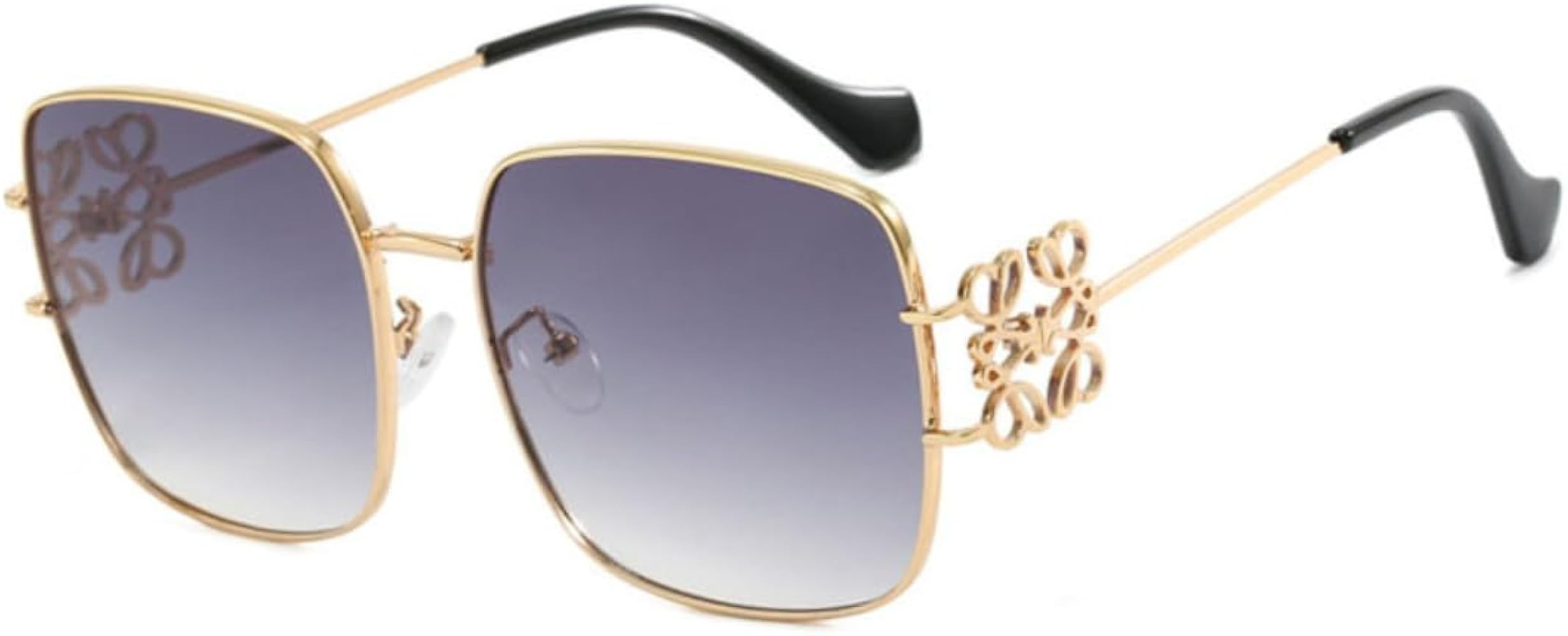 Womens Sunglasses \u2013 Designer Square & Oval Frames, Luxury Metal Floral Big Sunglasses, UV400... | Amazon (US)
