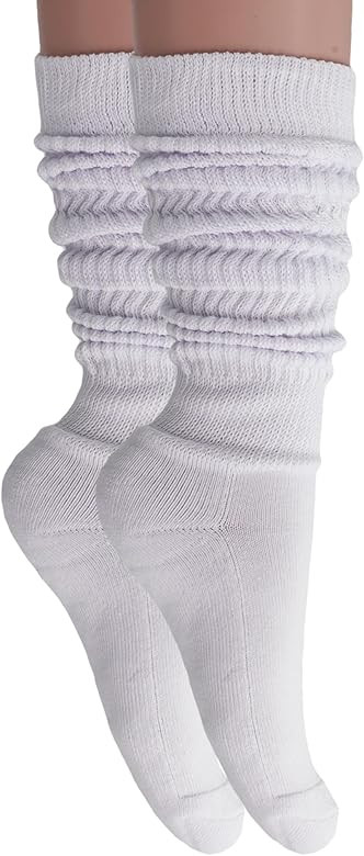 AWS/American Made Slouch Socks Cotton Scrunch Knee High Extra Long and Heavy Socks | Amazon (US)