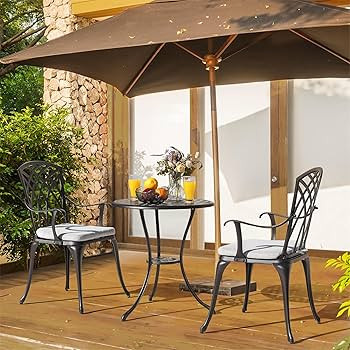 NUU GARDEN Bistro Set 3 Piece Outdoor Cast Aluminum Patio Bistro Set Patio Table and Chairs Set o... | Amazon (US)
