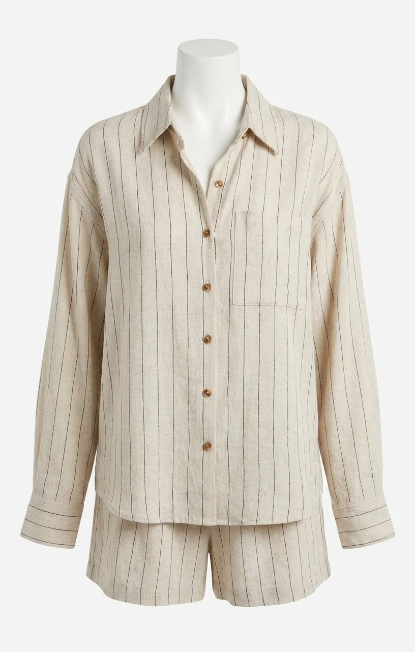 Alfie Striped Button Up Top In Linen | Shop Simon