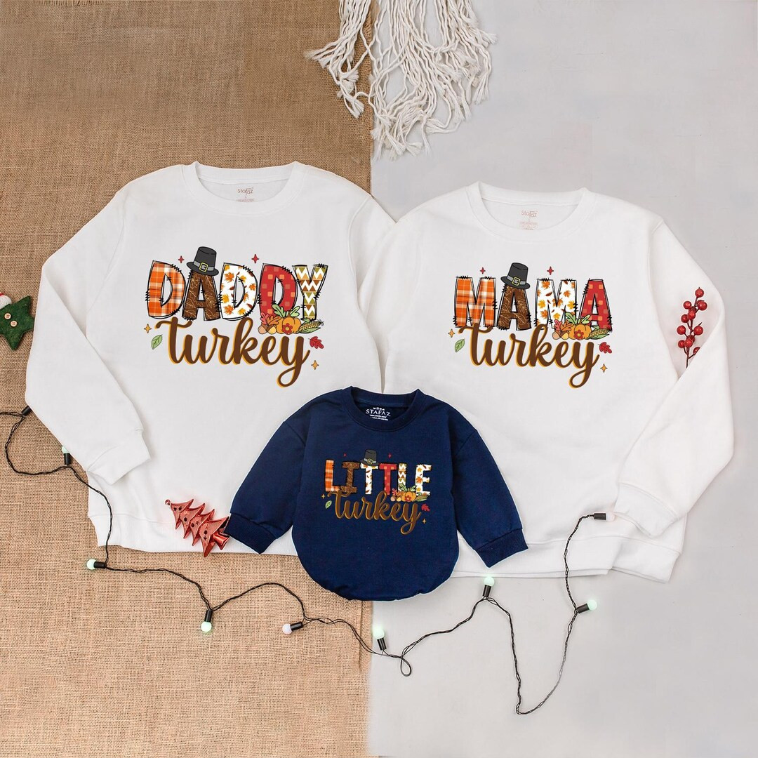 Family Thanksgiving Sweatshirt, Matching Family Turkey Outfits, Monogrammed Sweater, Baby Bodysui... | Etsy (US)
