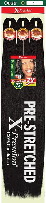Outre Braids Outre X-Pression Braid Premium Pre Stretched Braid 72inch 3X (3-PACK, 1B) | Amazon (US)