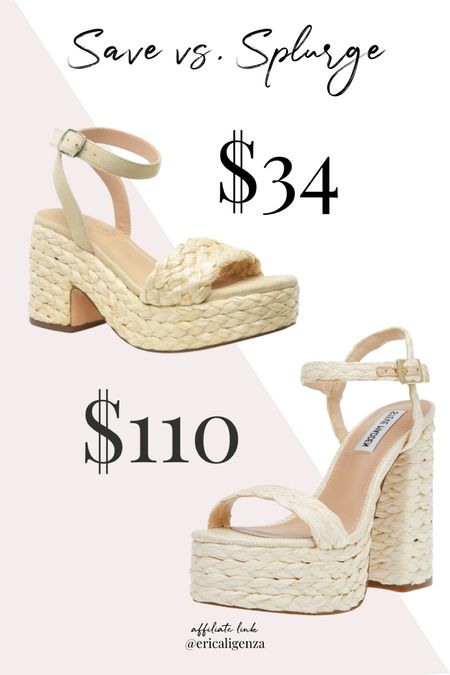 Sale vs splurge! Raffia platform sandals - Steve Madden platforms for $110 vs Walmart version for less than half! 

Nordstrom fashion // Walmart fashion // raffia sandals // summer sandals // raffia platforms // platform sandals // shoes under $35 // sandals under $35 

#LTKSeasonal #LTKshoecrush #LTKunder50