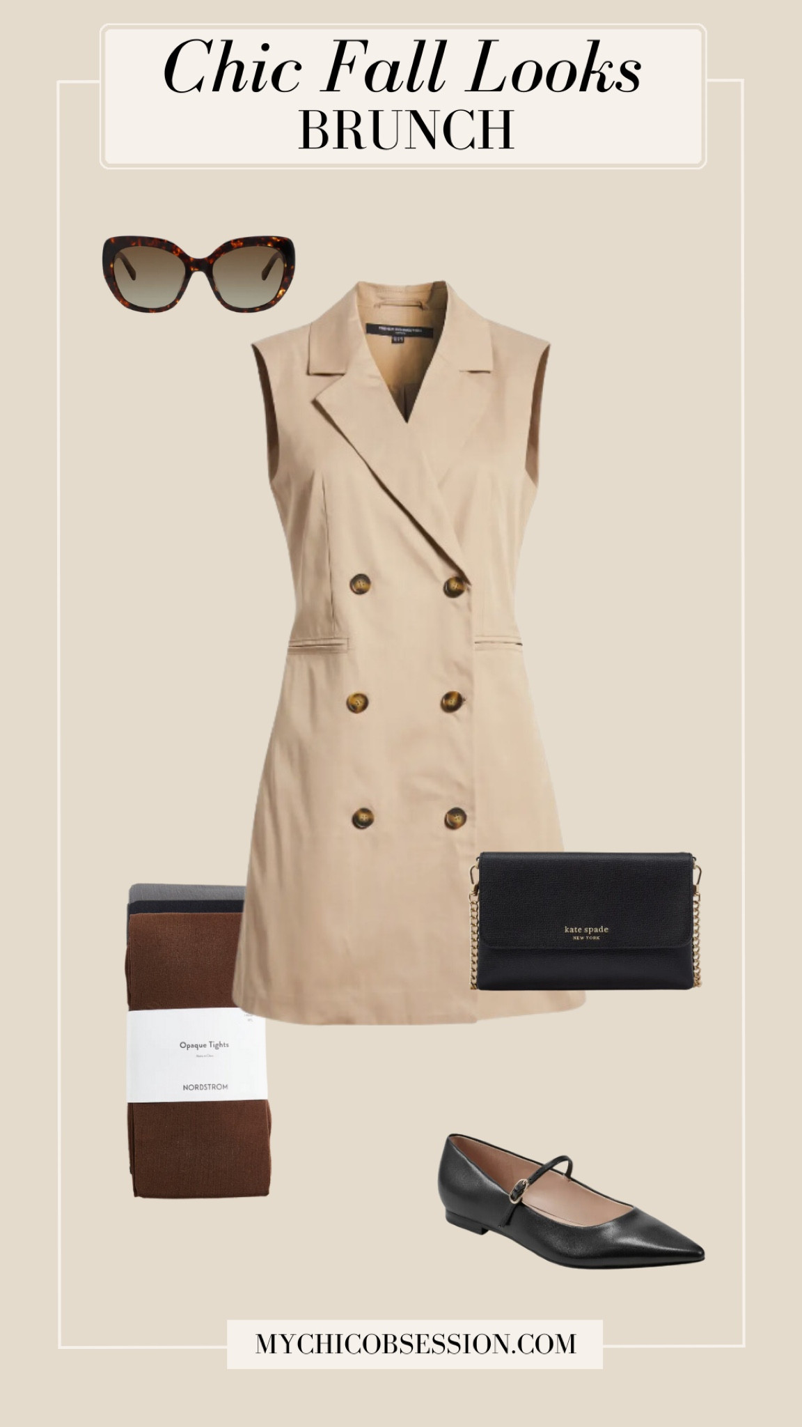 Style a mini blazer dress for brunch with a black flap shoulder bag from Kate Spade, black tights, and pointed toe flats. Add chic sunglasses to complete the look.

#LTKxNSale #LTKSeasonal #LTKStyleTip