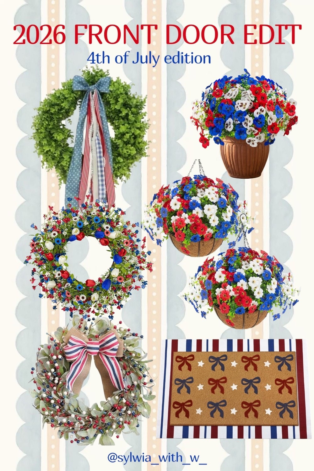 Is your front door even ready for the fireworks if it doesn’t have at least three shades of freedom on it? 🎆 I’ve rounded up the cutest 4th of July porch essentials so you can be the most patriotic house on the block (without looking like a craft store exploded). From bow-adorned doormats to wreaths that actually look chic, your entryway is about to be the main character of the neighborhood.

#4thofjuly #patrioticdecor #frontdoordecor #summerporch #grandmillennialstyle #americandream #curbappeal #holidaydecor #redwhiteandblue #july4th #homestyling #ltkhome #ltkseasonal

#LTKSeasonal #LTKHome