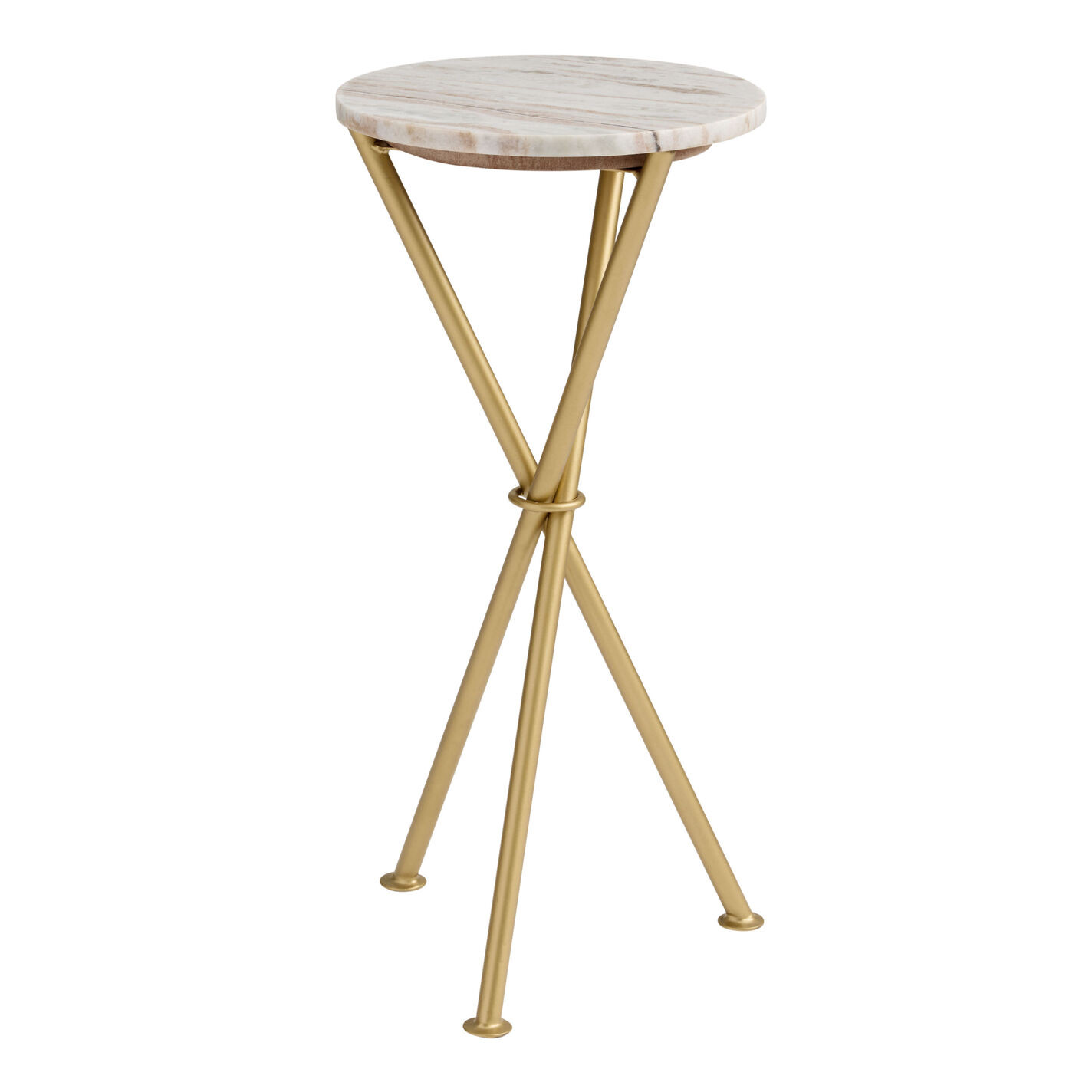 Sylas Round Marble Top and Gold Metal Tripod Cocktail Table | World Market