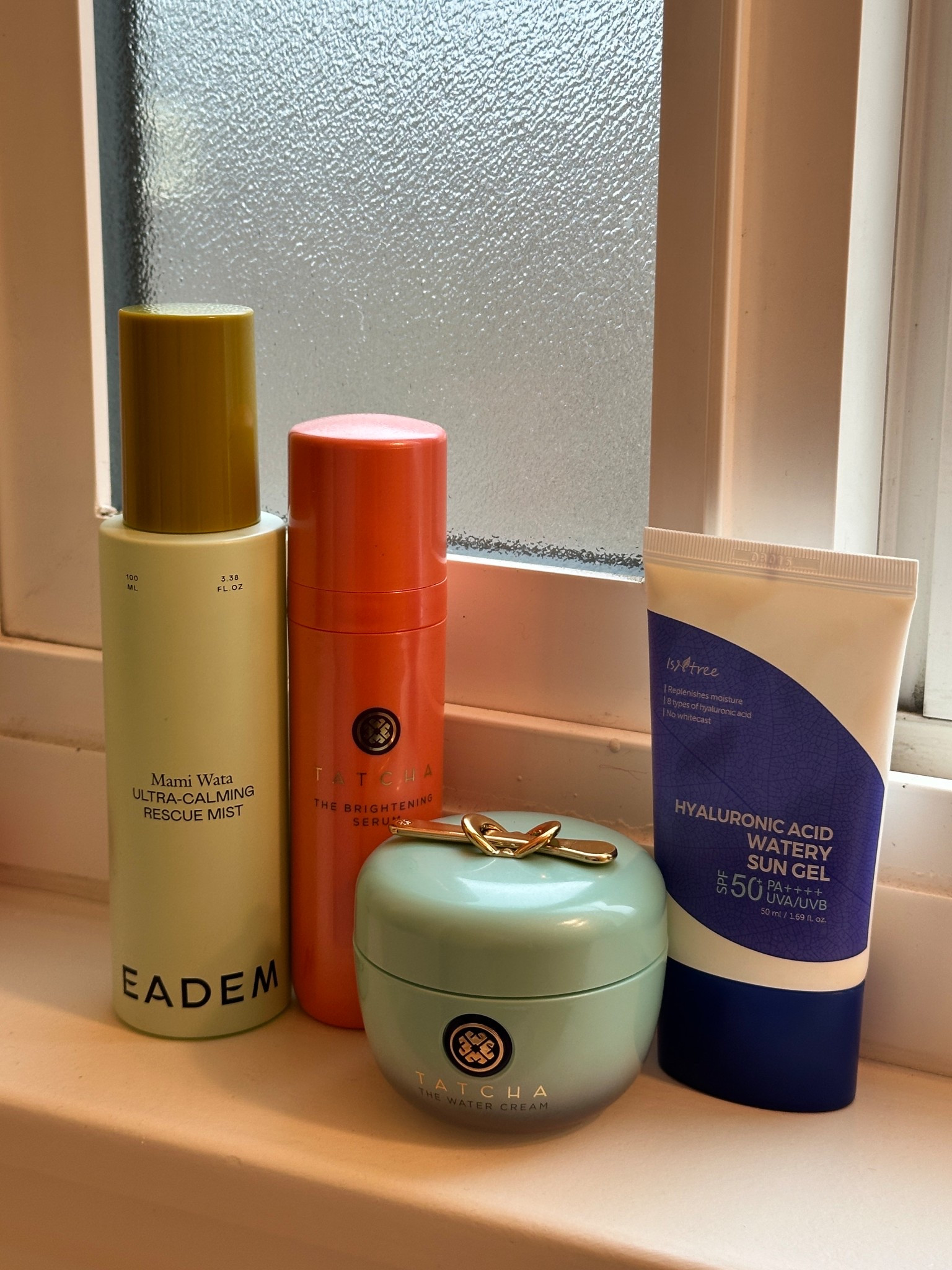 My morning skincare is all about brightening, moisturizing, and protecting!

-I use the Eadem face mist first because applying skincare on damp skin is more effective
-tatcha’s new brightening vitamin c has been my recent favorite 
-moisturize with Tatcha water cream
-protect with a kbeauty SPF, the one I’m currently loving is from Isntree

#LTKFindsUnder100 #LTKBeauty