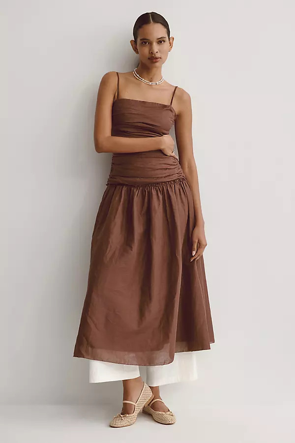 Gathered Drop-Waist Maxi Dress | Anthropologie (US)