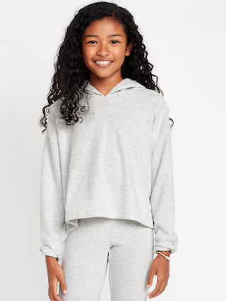 Cropped Plush Ribbed Hoodie for Girls | Old Navy (US)