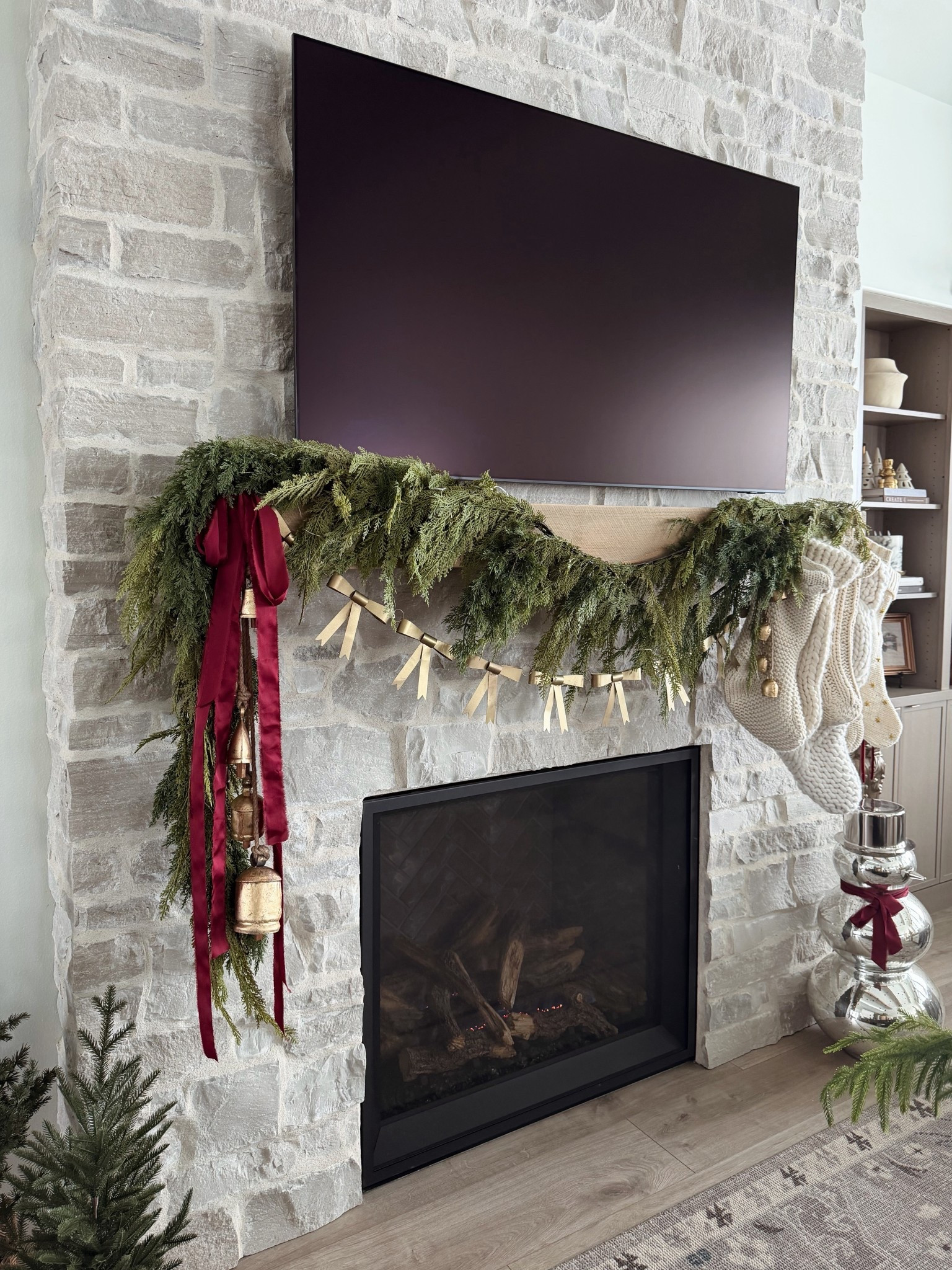 Holiday mantel, garland, stockings 

#LTKHoliday #LTKSaleAlert #LTKHome