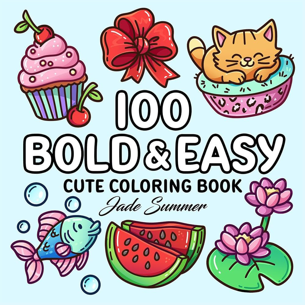 100 Bold Coloring Book: Simple, Easy, and Large Print Designs for Adults and Kids with Animals, F... | Amazon (US)