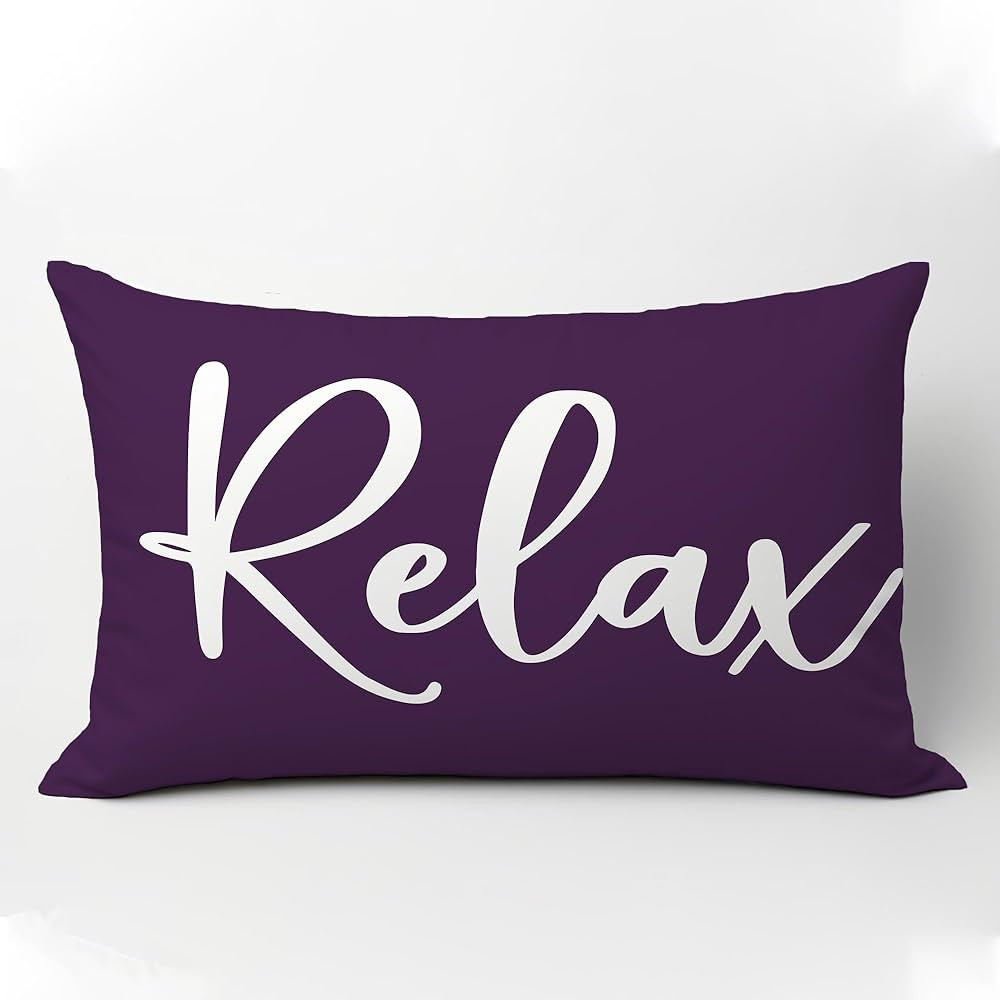NATSUNO Purple Relax 12X20 Pillow Cover,Relax throw Pillow Cover for Bedroom Living Room Home,Pur... | Amazon (US)