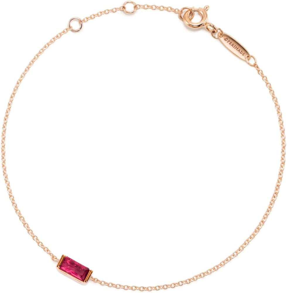 PERIMADE Birthstone Bracelet for Women, Gold Plated Dainty Baguette Birthstone Bracelet, Custom 9... | Amazon (US)