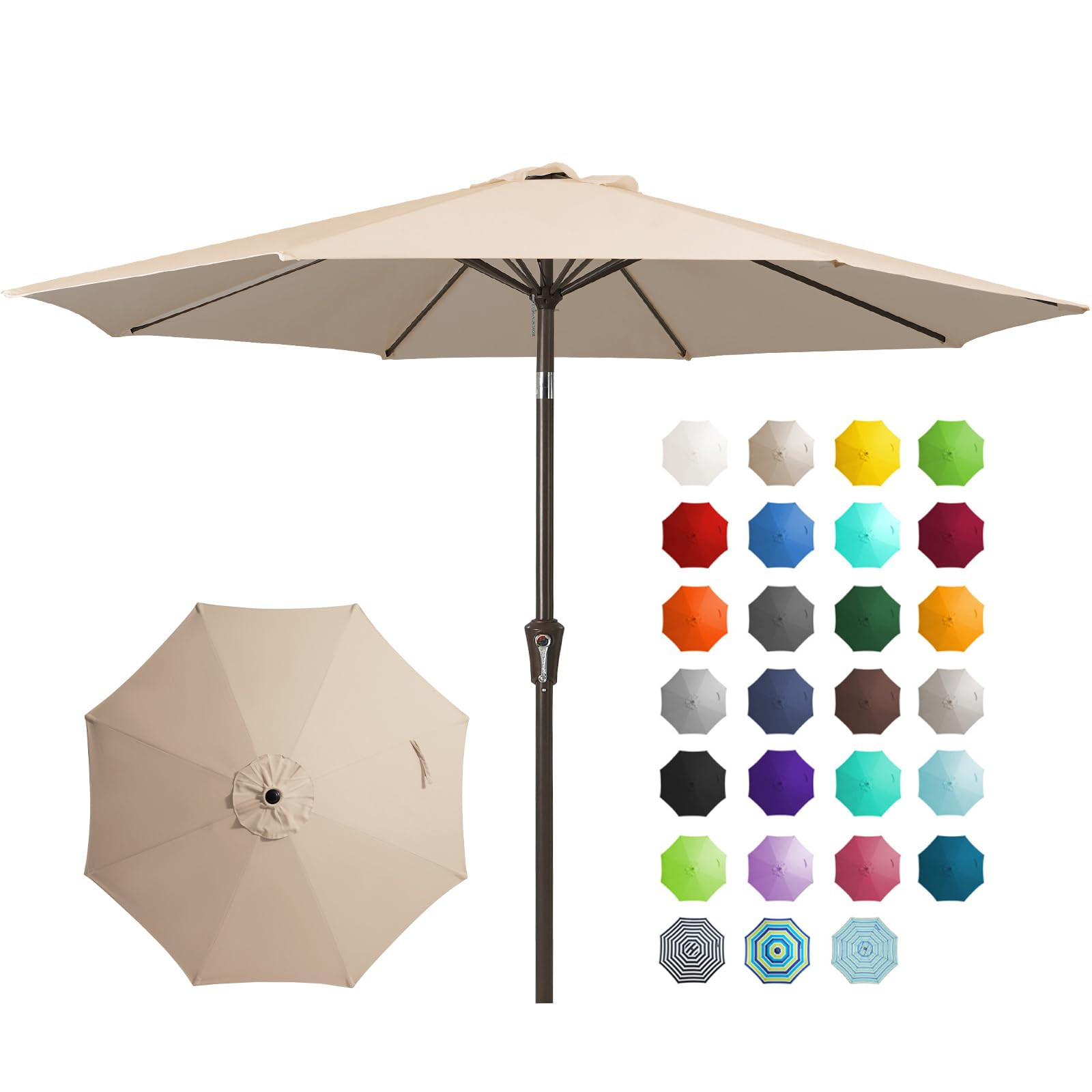 JEAREY 9FT Outdoor Patio Umbrella Outdoor Table Umbrella with Push Button Tilt and Crank, Market ... | Amazon (US)