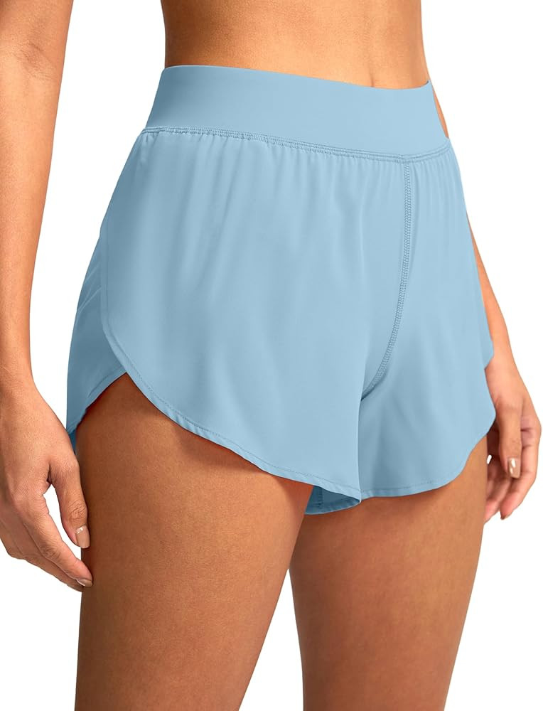 Soothfeel High Waisted Athletic Running Shorts for Women Dolphin Shorts High Split Quick Dry Gym ... | Amazon (US)