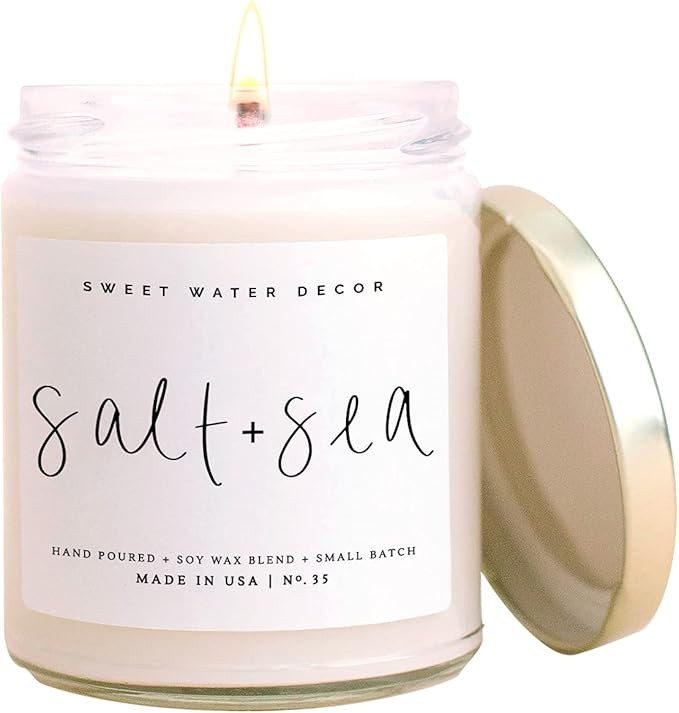 Sweet Water Decor Salt and Sea Candle | Sea Salt, Citrus, Amber, Musk, Beach Scented Soy Candles ... | Amazon (US)
