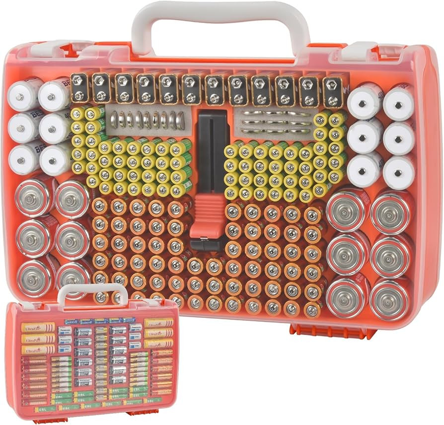 Battery Organizer Storage Holder Case with Double-Sided, Garage Box with Tester Checker. Batterie... | Amazon (US)