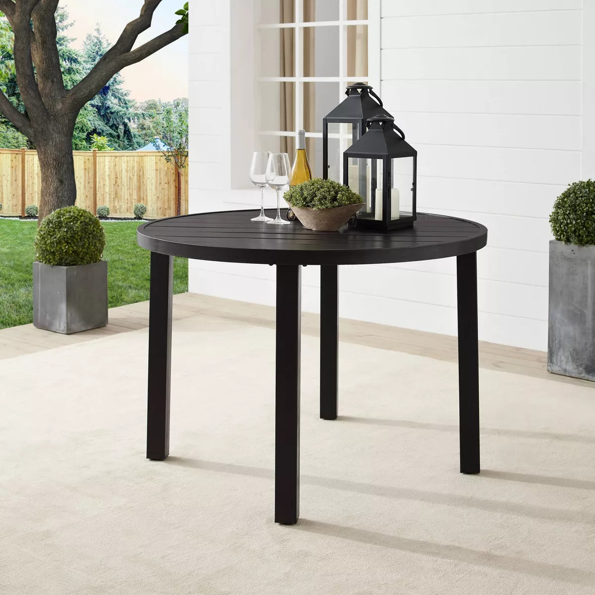 Kaplan 42" Outdoor Steel Round Dining Table Bronze - Crosley | Target