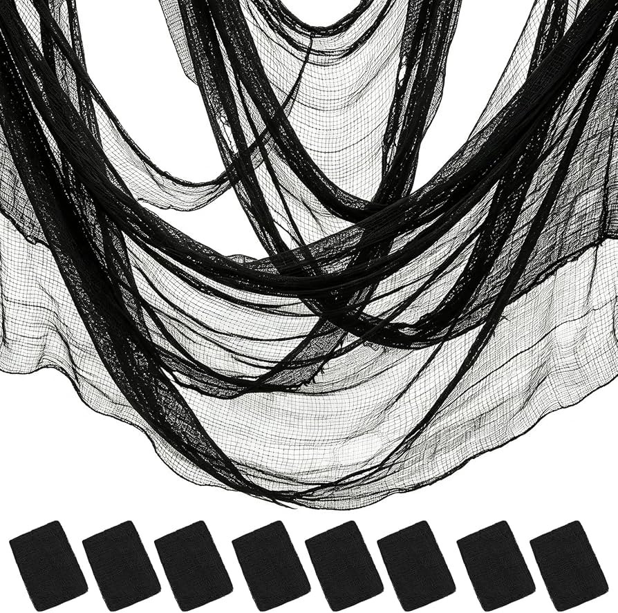 8 Pack Black Halloween Gauze Creepy Cloth Fabric Tapestry Decor,72 x 30 inch Indoor Outdoor Spook... | Amazon (US)