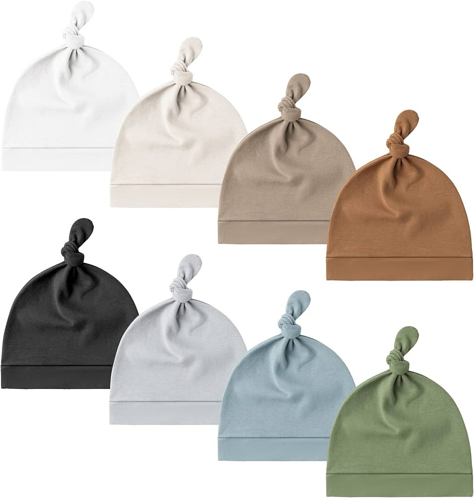 Konssy 8 Pack Baby Newborn Hats Set Knot Beanie Hats Soft for Infant Baby Girls Boys Caps 0-6 Mon... | Amazon (US)