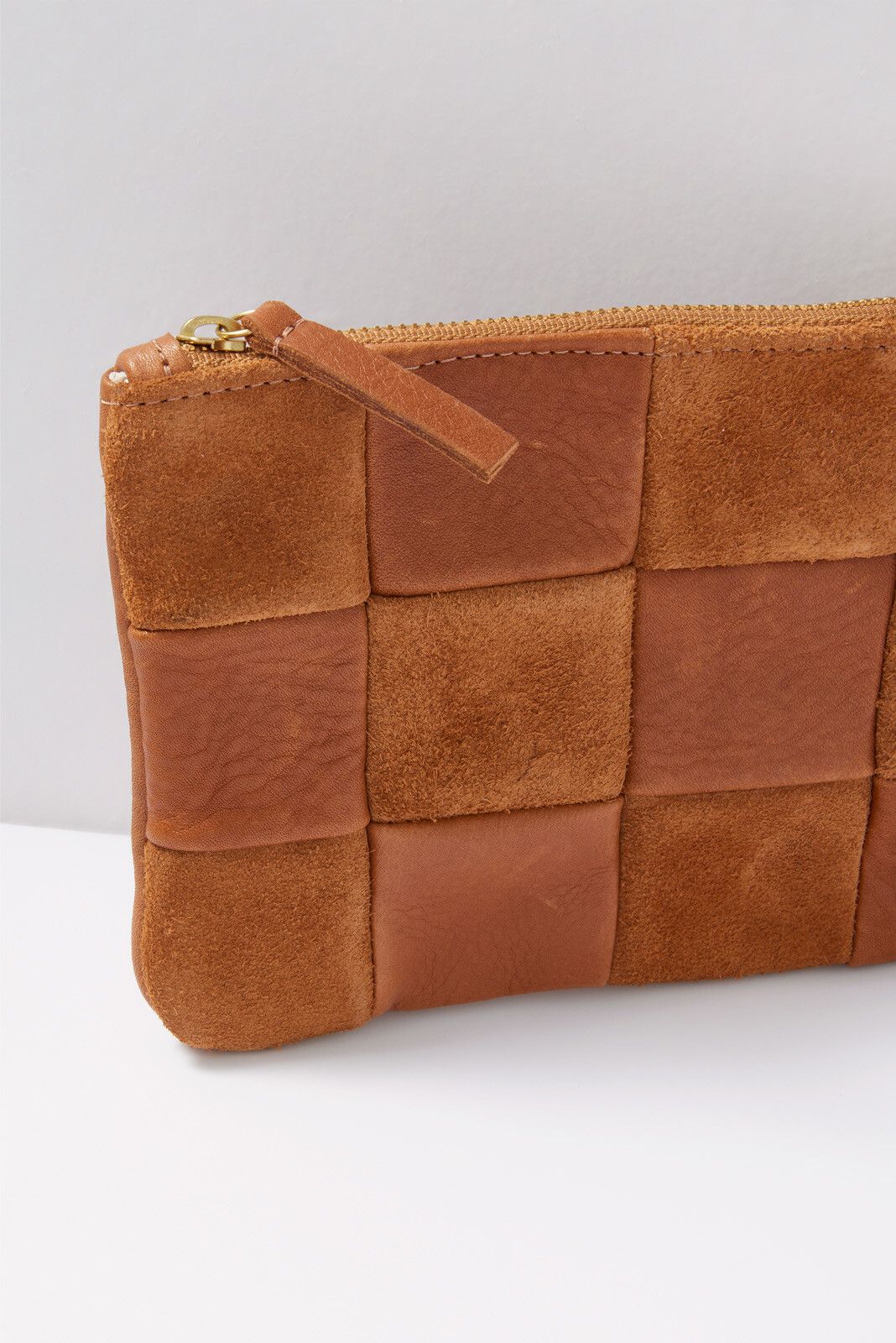 Cognac Check Pouch | EVEREVE