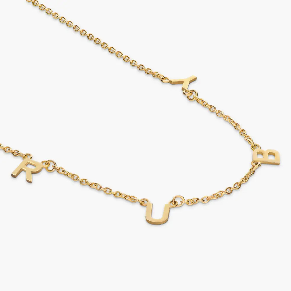 Inez Initial Necklace - 14K Solid Gold | Oak & Luna (US)
